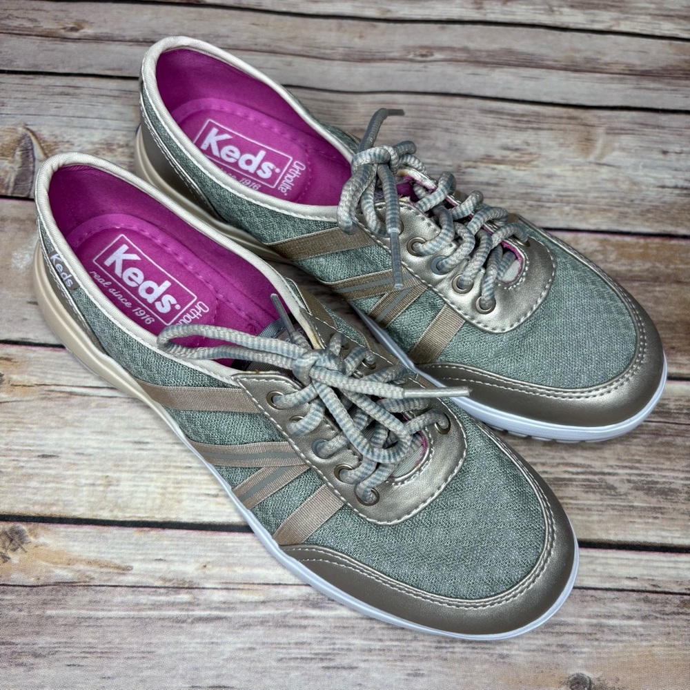 Keds Women's Metallic and Gray Sneakers Ortholite Fuse Size 7